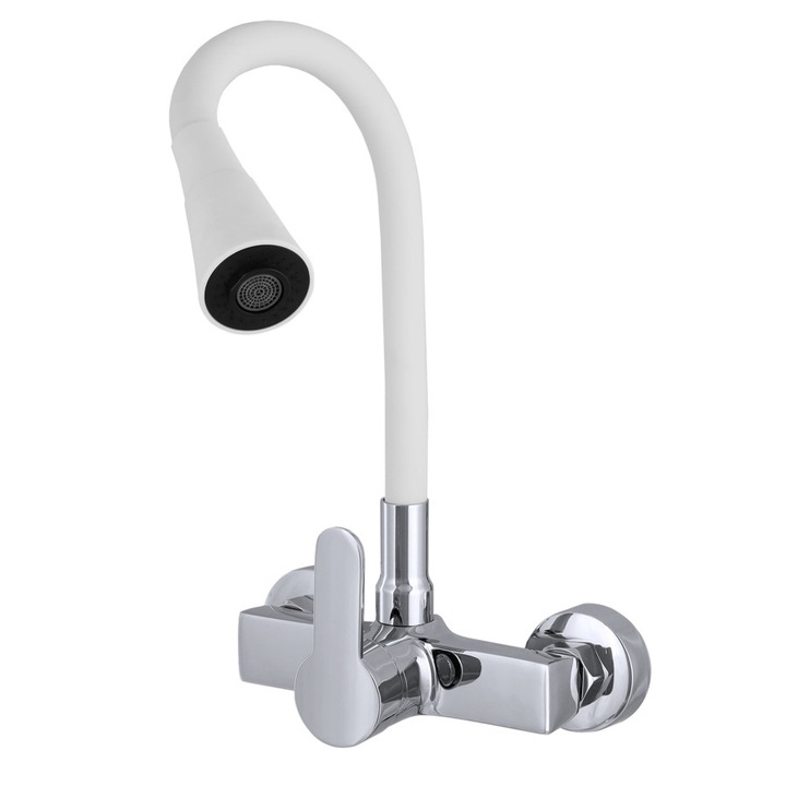 Смесител, Гъвкав кухненски кран, Granitan, Бял