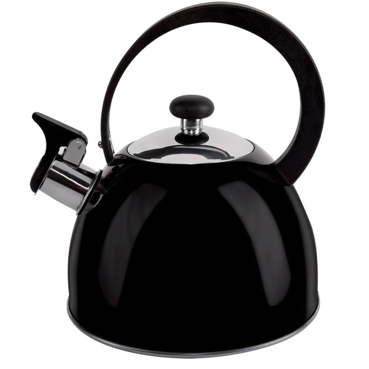 Ibric cu fluier, Orion, Inox, 1,5 L, Negru