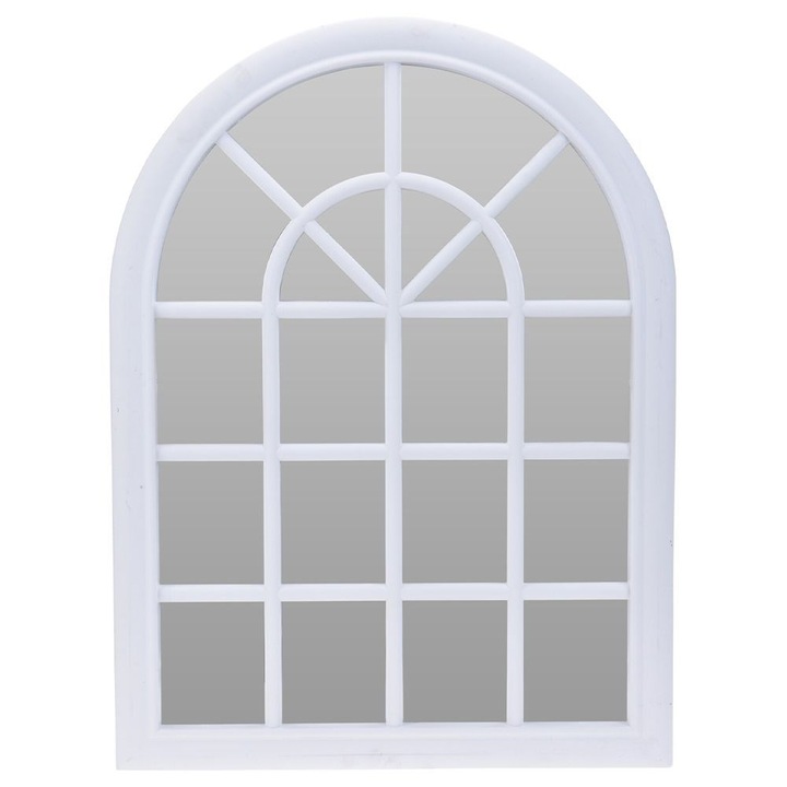 Oglinda tip fereastra retro, Vilde, Sticla/Plastic, 60x45x2,5 cm, Alb
