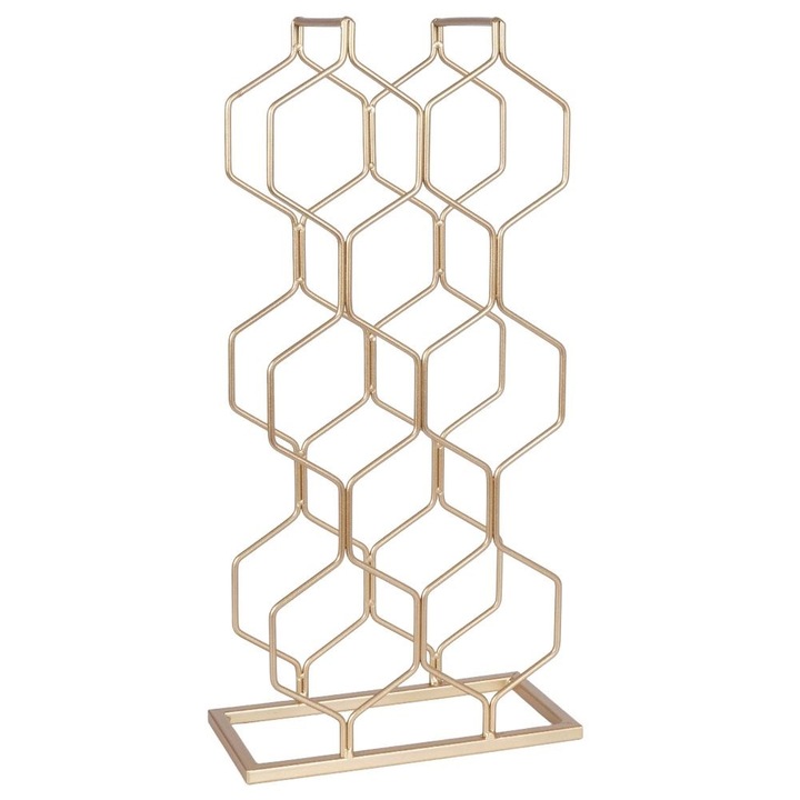 Suport 8 sticle de vin, Trends4You, Metal, 23x11x48 cm, Auriu