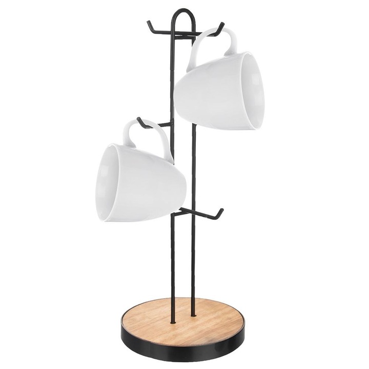 Tartó 6 pohárhoz, Orion, fém, 15,5x15,5x40 cm, fekete