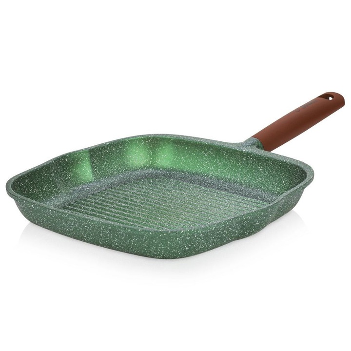 Nava 10-255-020 Ωmega tapadásmentes öntött alumínium grillserpenyő, kőbevonattal, 28 cm