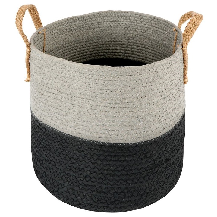 Ghiveci decorativ tip cos, Vilde, Hartie, 31x29,5 cm, Negru/Gri