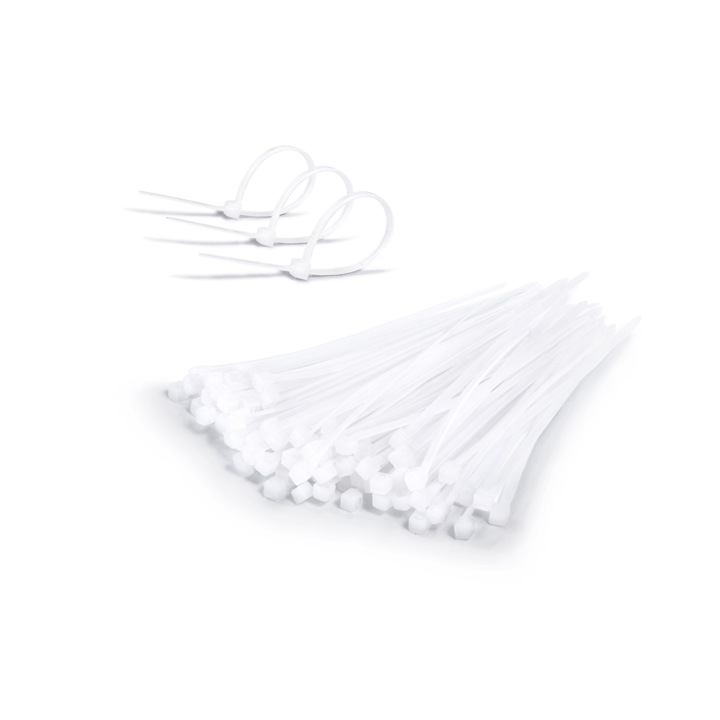 Legatura de cablu 3x100mm, alb, 100pcs