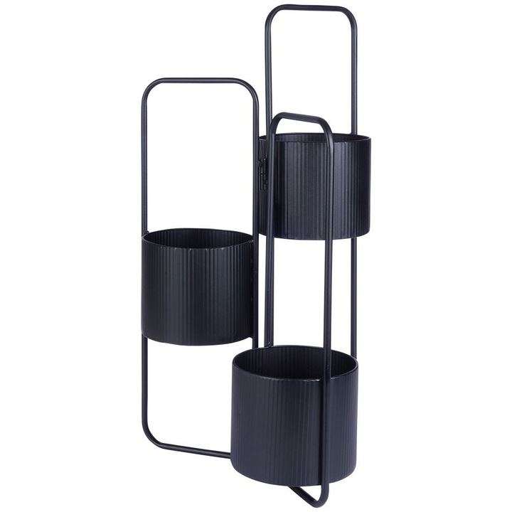 Virágtartó, Vilde, Fém, Fekete, 33x24x57 cm