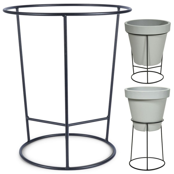 Suport ghiveci, Metal, Negru, 45x53cm