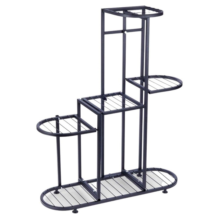 Suport de flori, Vilde, Metal, Negru, 84,5 cm