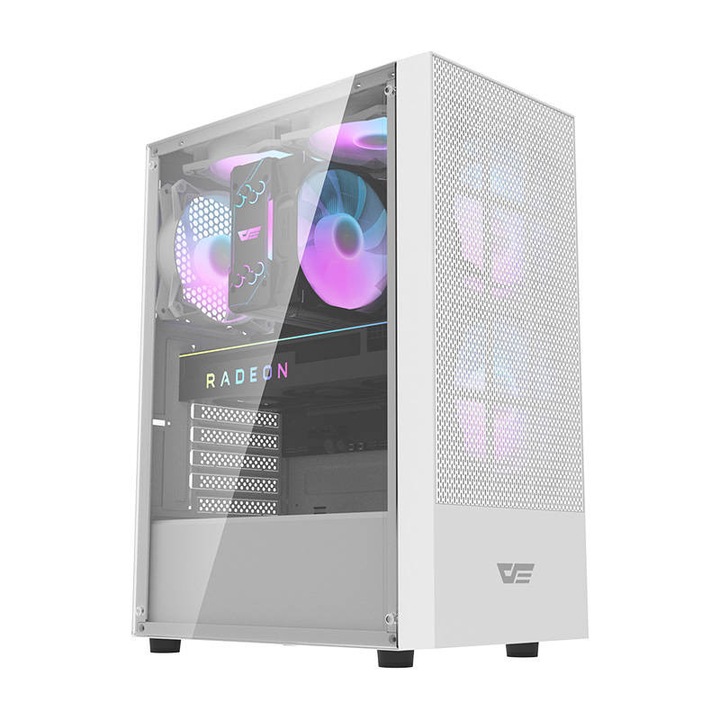 Кутия за компютър Darkflash A290 и 3 вентилатора, бяла