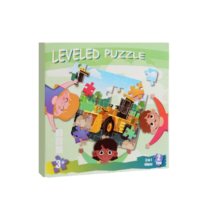 Puzzle 3 in 1, sub forma de carte, cu 3 nivele de dificultate