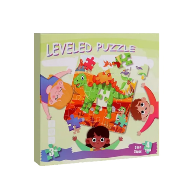 Puzzle 3 in 1, sub forma de carte, cu 3 nivele de dificultate
