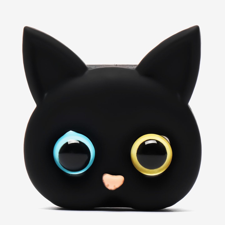 Suport adeziv pentru spate telefon, Model pisica, Functie stand, Oglinda, Universal, Negru