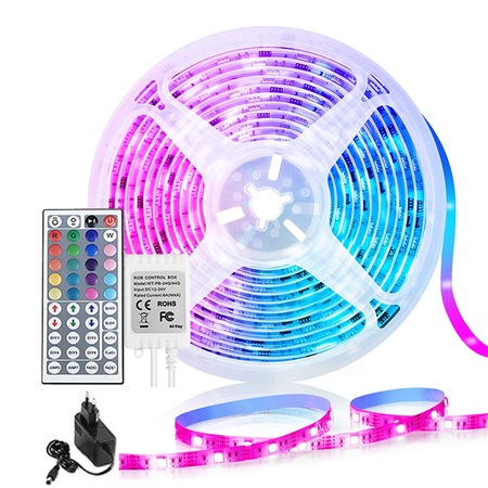 Kit banda LED RGB, 15m, VIELLAN, Telecomanda cu 44 de Butoane ...