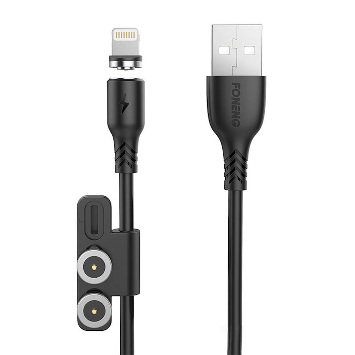 Mágneses kábel 3 az 1-ben Foneng X62 USB-USB-C / Lightning / Micro USB, 2.4A, 1m (fekete)