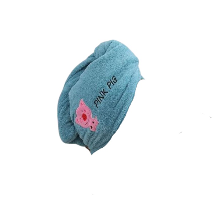 FunDays™ кърпа за сушене на коса, тип тюрбан, микрофибър, бързо съхнене, синьо