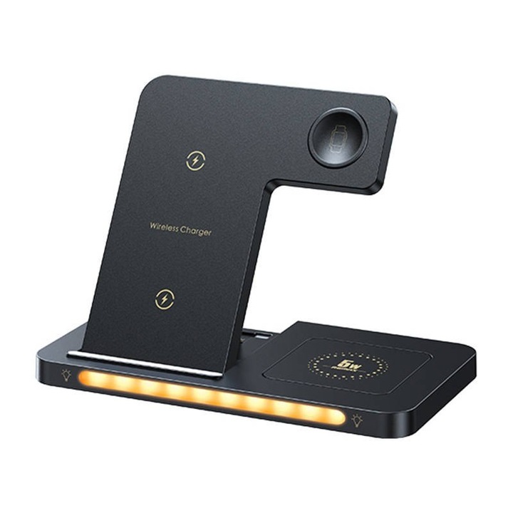 Incarcator wireless, Remax Minxl Pro RP-W70, 3 in 1, 22 W, Negru/Auriu