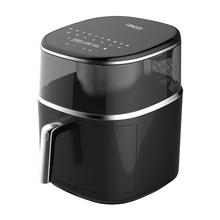 Friteuza cu aer cald, Hoffen, Capacitate 2.5 l, Afisaj digital, 1000W, Negru