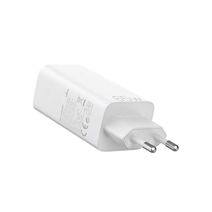 EU hálózati töltő, Vention, 2 x USB-C 65W / 30W, 1 x USB 30W, fehér