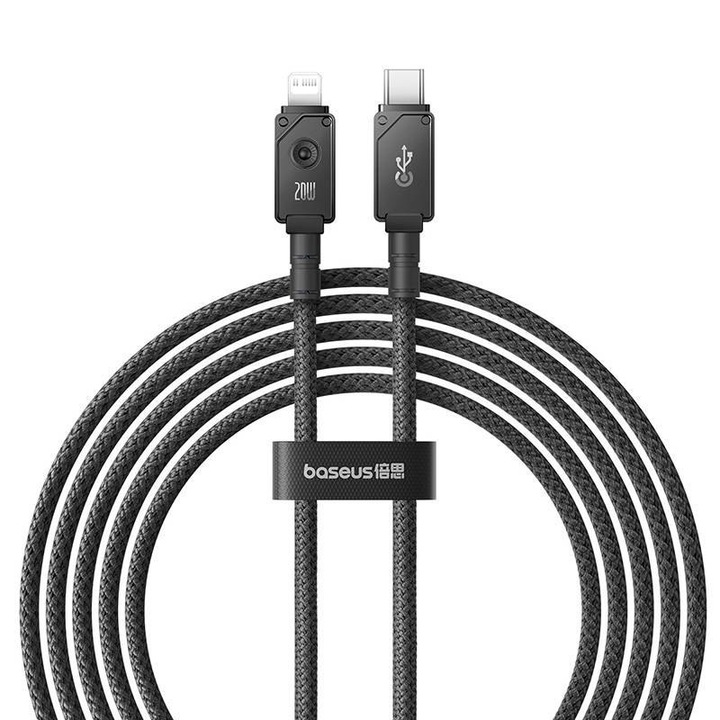 Cablu de incarcare rapida, Baseus, USB C la IP 20A, 2 m, Negru