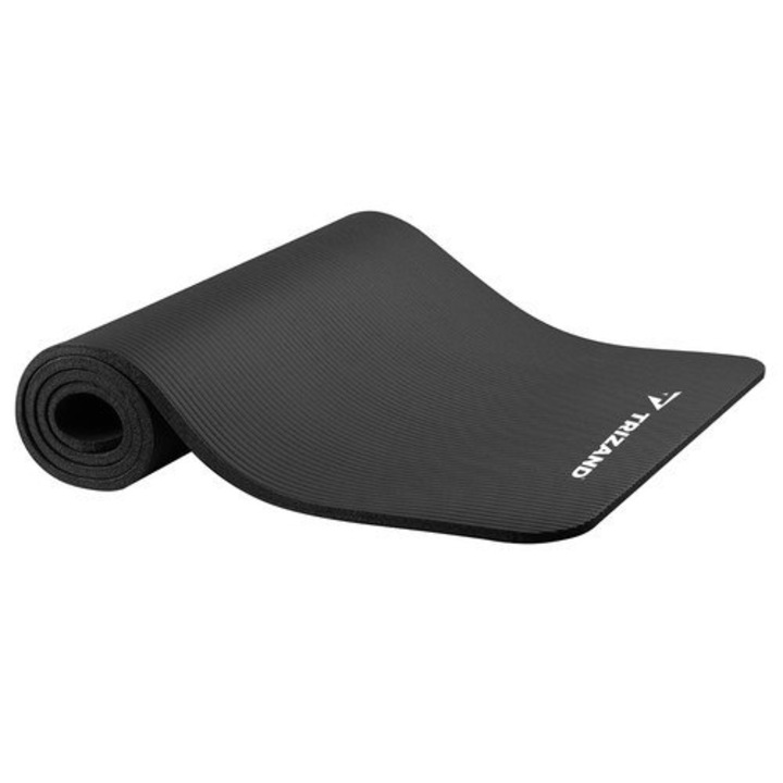 Saltea fitness pentru yoga Trizand, Cauciuc, Negru, 180 x 60 cm