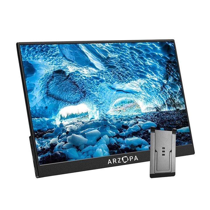 Преносим монитор, Arzopa, 15.6", Full HD, 1920×1080, USB-C, черен