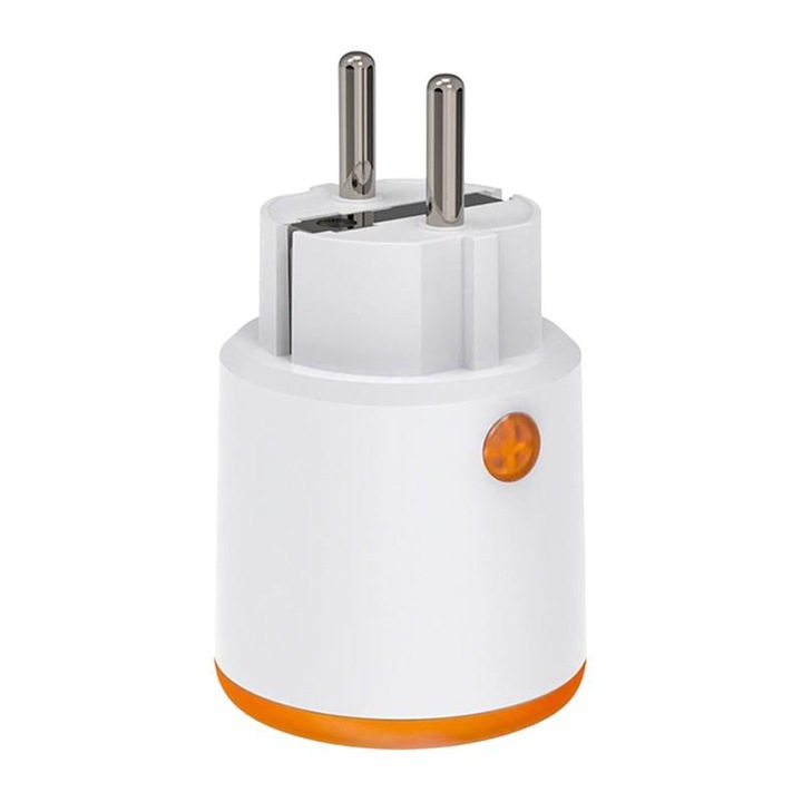 Интелигентен контакт, Neo, LED светлина, Съвместим с ZigBee 3.0, 16 A, Пластмаса, Бял/Оранжев