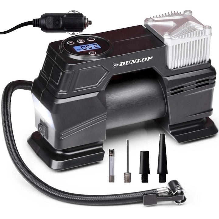 Compresor auto cu mamometru electronic, Dunlop, 12V, 150 PSI