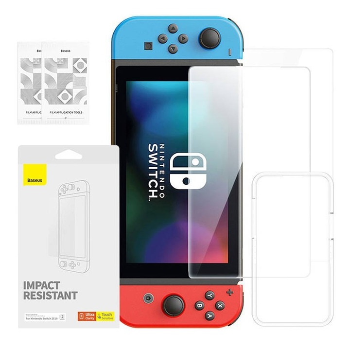 Kijelzővédő üvegfólia Nintendo Switch 2019-hez, Baseus, átlátszó