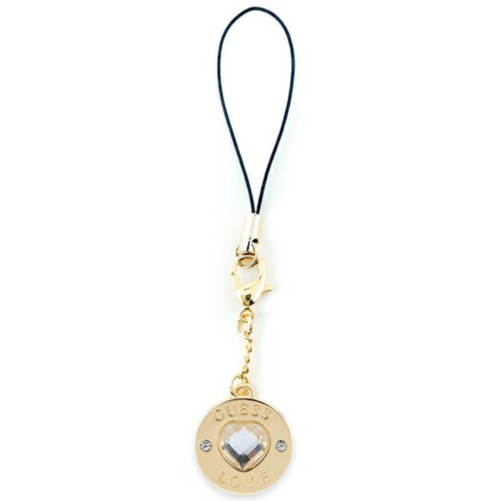 Breloc inima diamant cu strasuri Guess, Metal/Nailon, Auriu/Negru - eMAG.ro