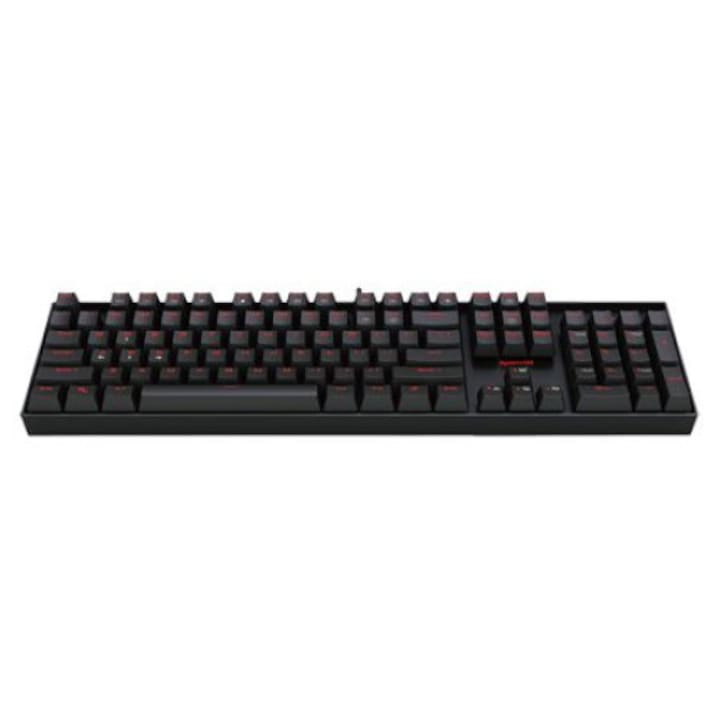 Tastatura mecanica, Redragon, Mitra, Lumina de fundal rosie, Rosu/Negru