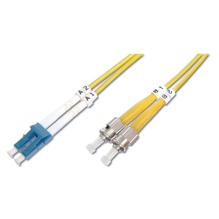 Digitus DK-2931-01 száloptikás kábel 1 M LC ST I-VH OS2 Yellow, 150981, Hálózati kábelek