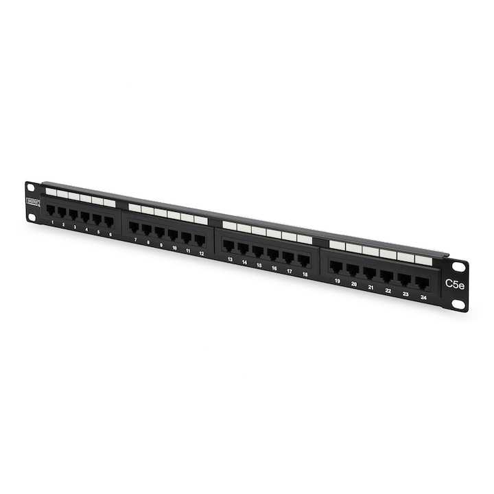 Patch panel, Digitus, 24 port, 4U, fekete