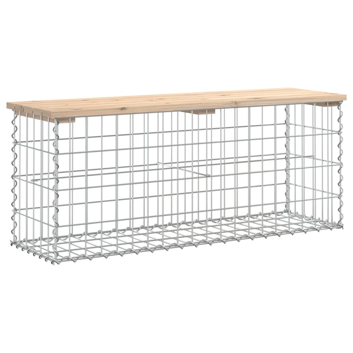 Banca de gradina vidaXL, design gabion, 103x31,5x42 cm, lemn masiv pin, 7.06 kg