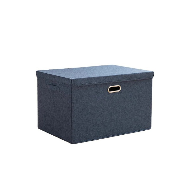 Ruhatároló doboz, Pamut, 32x24x18 cm, Sötétkék