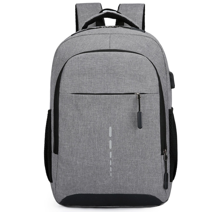 Rucsac laptop QttvbTna, impermeabil, 14 inch, gri, 44x30x13cm