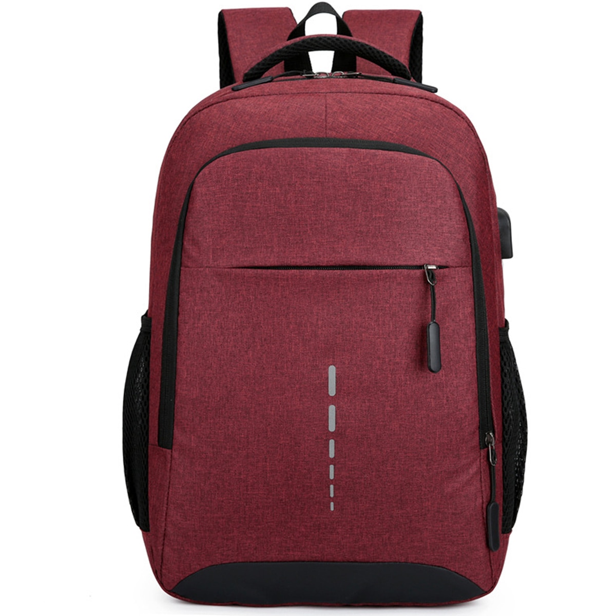 Rucsac laptop din material Oxford cu port USB, compartiment pentru laptop 14 inch, buzunar antifurt, rezistent la apa, grena, 44 x 30 x 13 cm