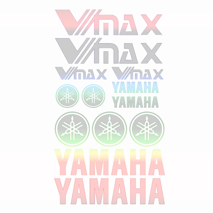 Set 13 stickere yamaha vmax, 27cm x 6cm, holografic