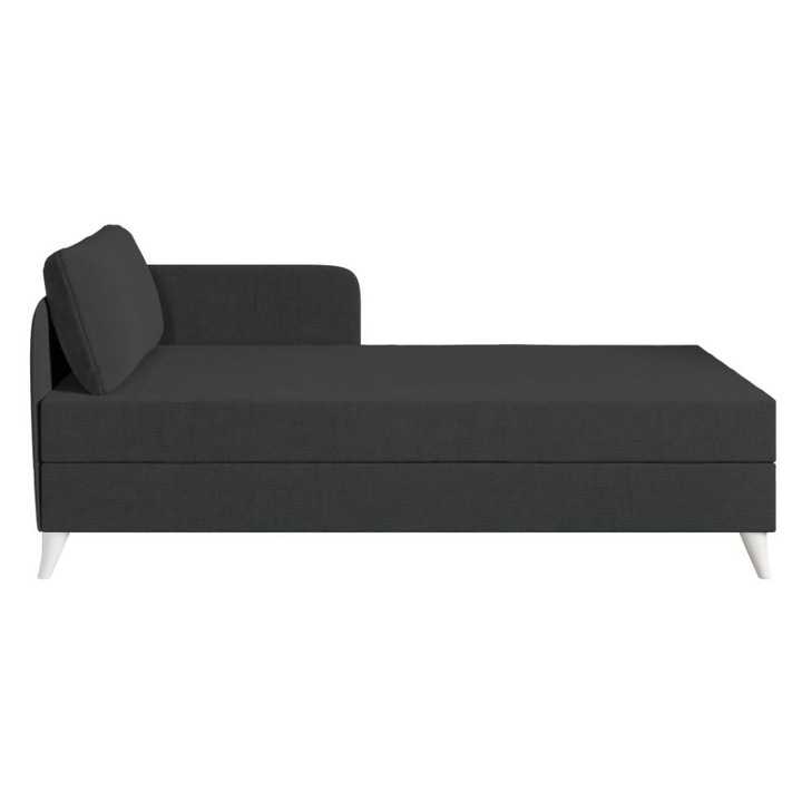 Pat o persoana Soft, fix, tapitat stofa, 194 x 84 x 90 cm, Gri Inchis