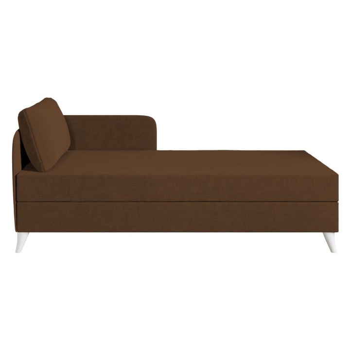 Pat o persoana Soft, fix, tapitat stofa, 194 x 84 x 90 cm, Maro