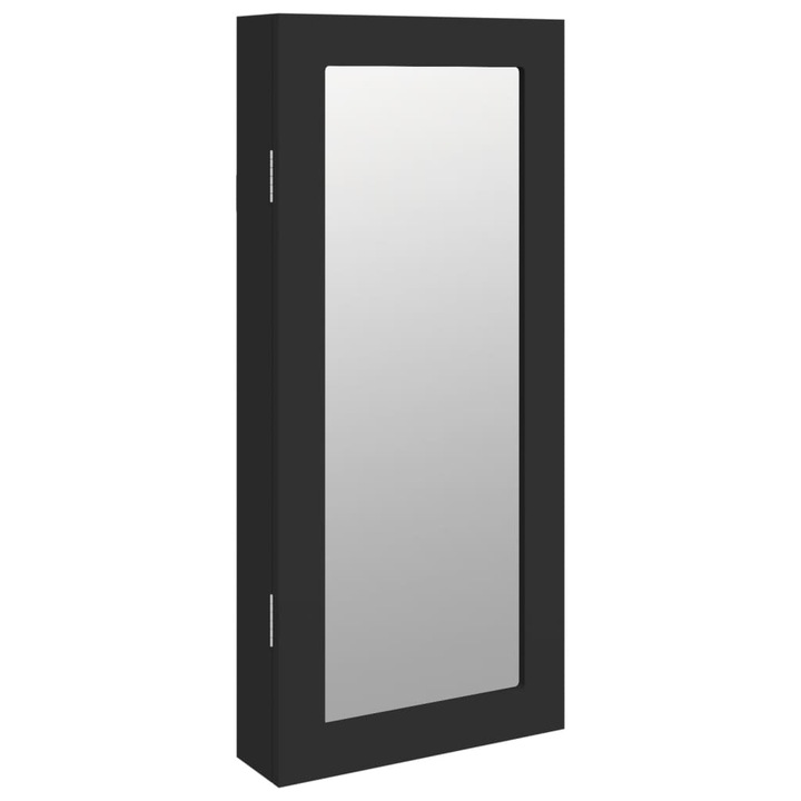 Огледален шкаф за бижута vidaXL, стенен монтаж, 30x8, 5x67 см, черен, Инженерно дърво