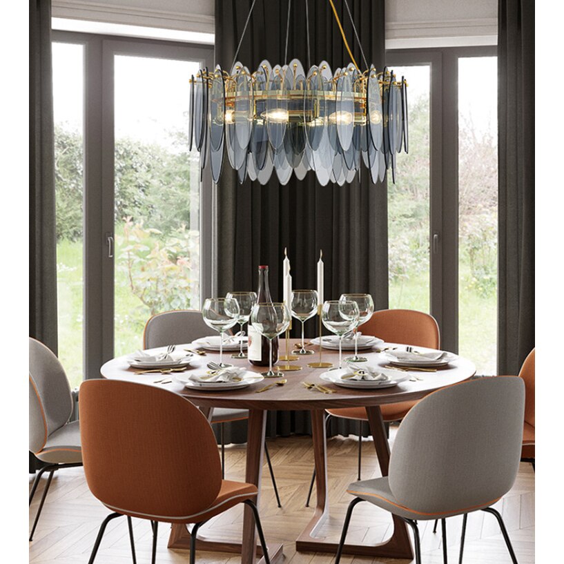 Candelabru Aurora L, 12xE14, corp aluminiu, decoruri sticla