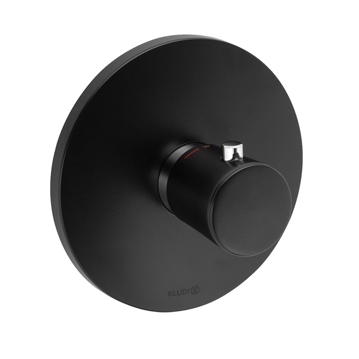 Смесител за душ KLUDI BALANCE, черен мат/хром, с термостат, стенен монтаж