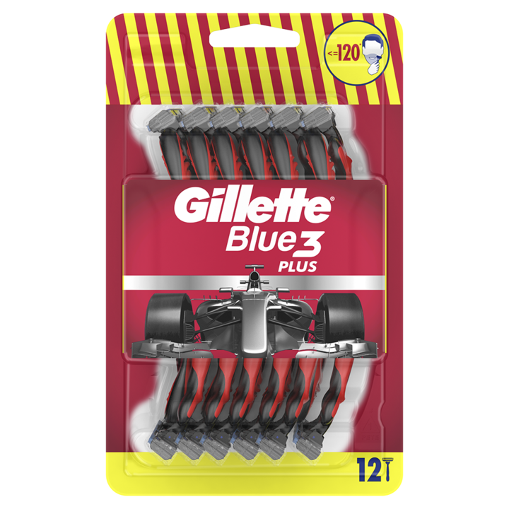 Aparat de ras de unica folosinta Gillette Blue3 Plus Red, 12 buc