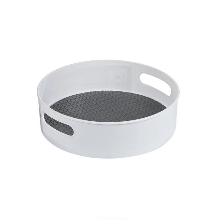 Tava adanca, rotativa, pentru dulap/frigider, alba 22.5x6.5cm