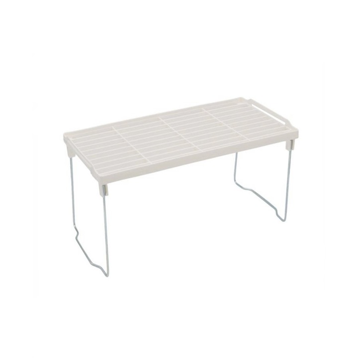 Raft pliabil din plastic alb cu picioare metalice, 37.5x23.5x18cm