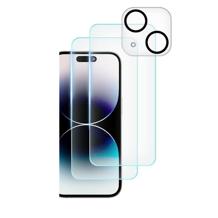 Üvegfólia iPhone 15 - TECH-PROTECT Supreme - 2 db üvegfólia + 1db kamera üvegfólia