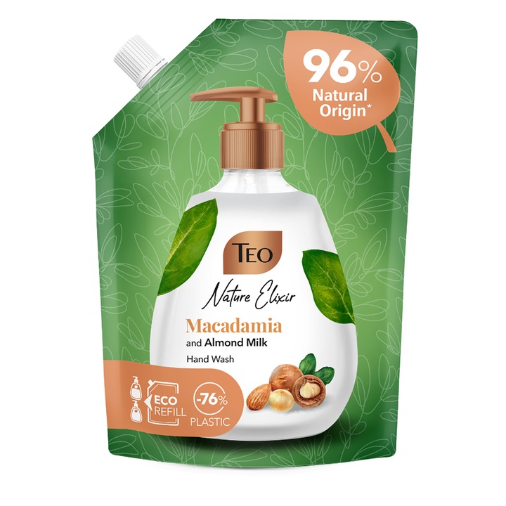 Резерва течен сапун TEO Nature Elixir, Macadamia & Almond Milk, 500 ml