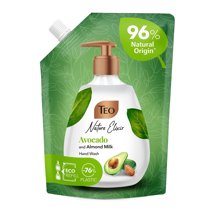 Течен сапун за наливане TEO Nature Elixir, Avocado & Almond Milk, 500 ml