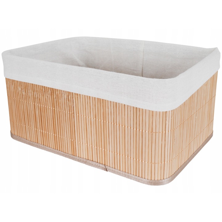 Cutie depozitare cu captuseala textila, Zd Trading, Bambus, 36 x 27 x 16 cm, Maro