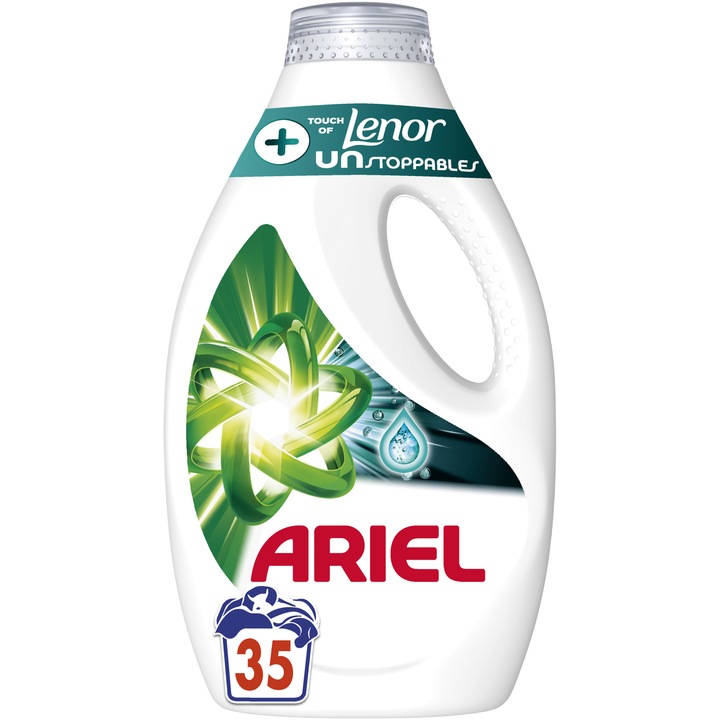 Detergent de rufe lichid Ariel +Touch of Lenor Unstoppable, 35 spalari, 1.75L