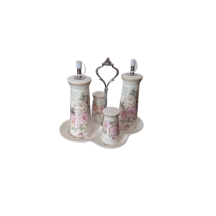 Set oliviera, 4 piese, Ceramica, Model Floral